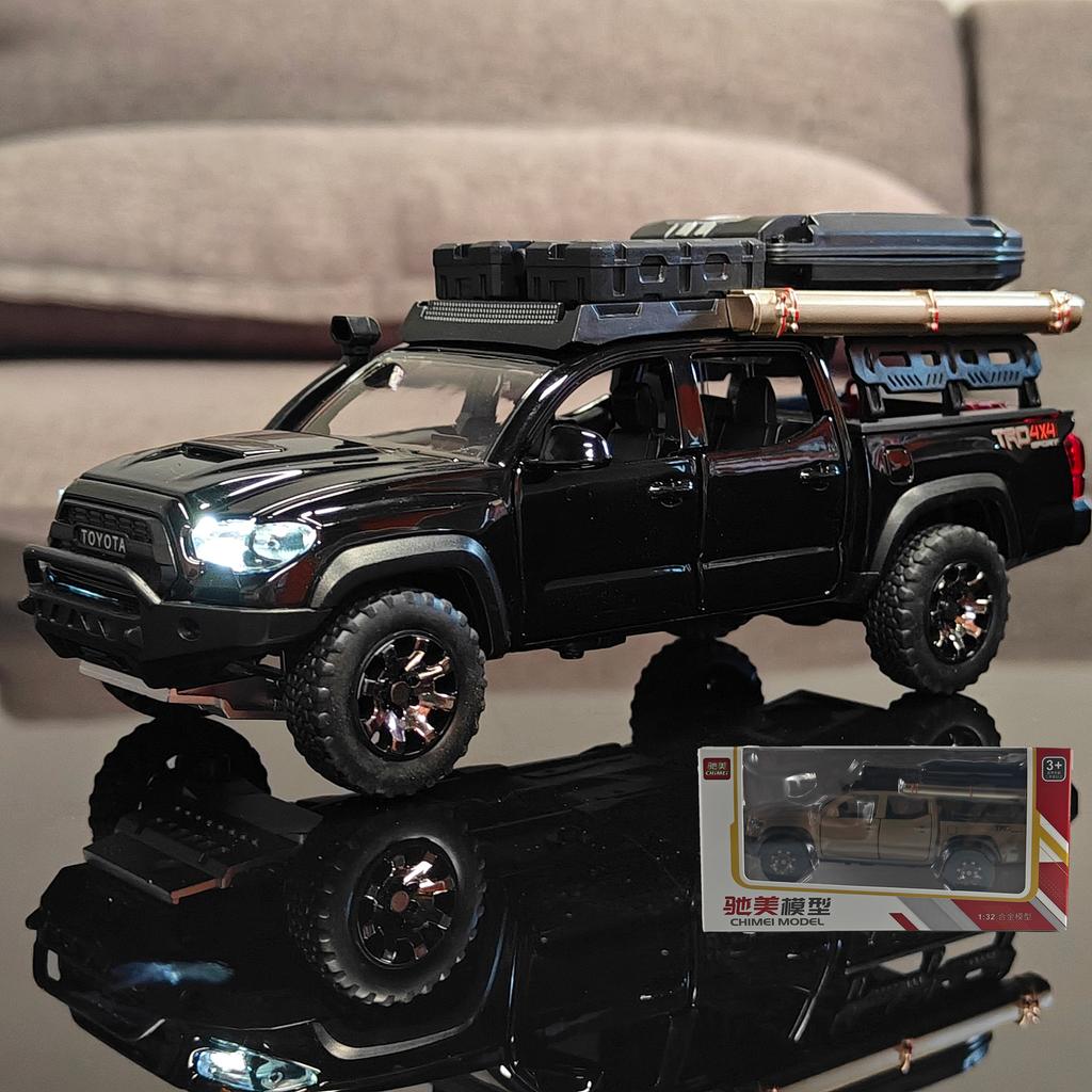 1:32 Scale Toyota Tacoma TRO Off Road Pickup Truck Alloy Diecast Travel Version Model Sound & Light Mini GT Ornament Collection