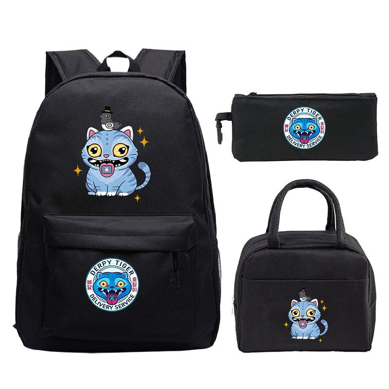 Demon Hunters Printed Children's Backpack Three-piece Campus Fashion Primary and Secondary School Students Large Capacity School Bag
