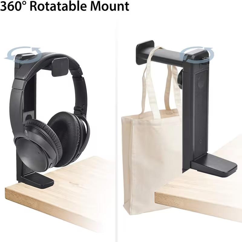 Headphone Stand Organizers Rotatable Extendable Under Desk Clamp Mount Support чёрный