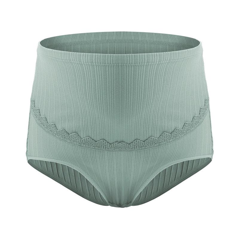 Adjustable High-Waisted Maternity Lace Panties with Breathable Cotton and Abdominal Support