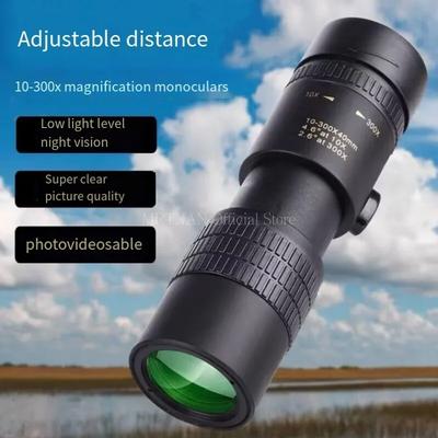 Metal 10-300x40 Zoom HD Powerful Binoculars Long Range Portable High Quality Professional Telescope Monocular for Hunting