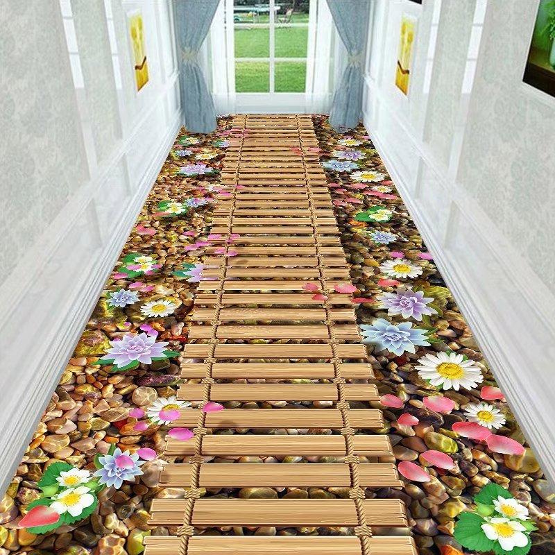 3D Three-dimensional Corridor Long Carpets Grass Stone HALLWAY Rug Can Be Customized Runner Carpet Paved Pastoral Road Stair Mat