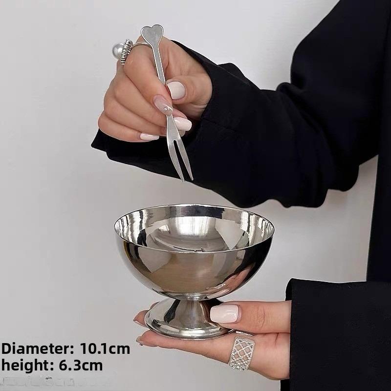 1pcs Modern Minimalist Stainless Steel Salad Cup Ice Cream Milkshake Snack Cup Fruit Dish Yogurt Cake Cup