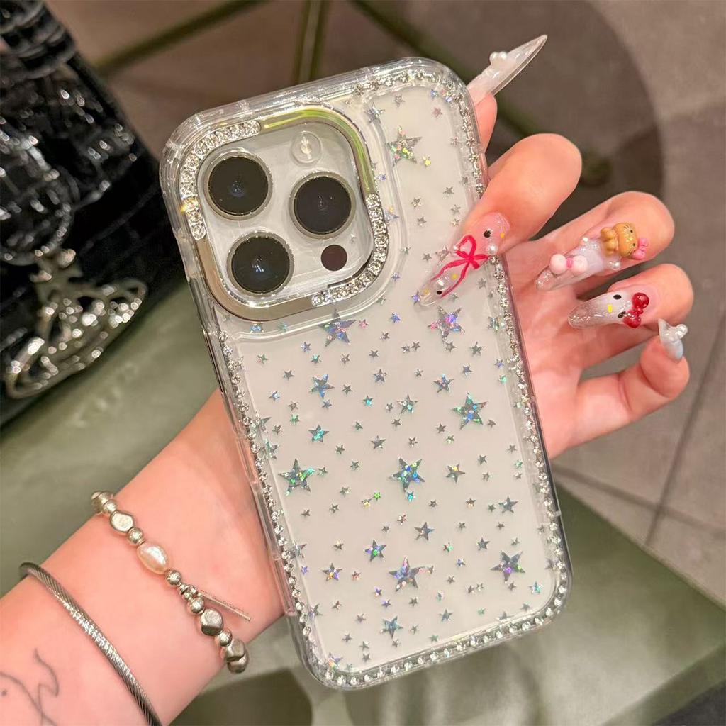 Laser Star Sparkling Diamond Phone Case for Apple 17PROMAX Personalized Cute Goddess Inlaid Diamond Phone Case