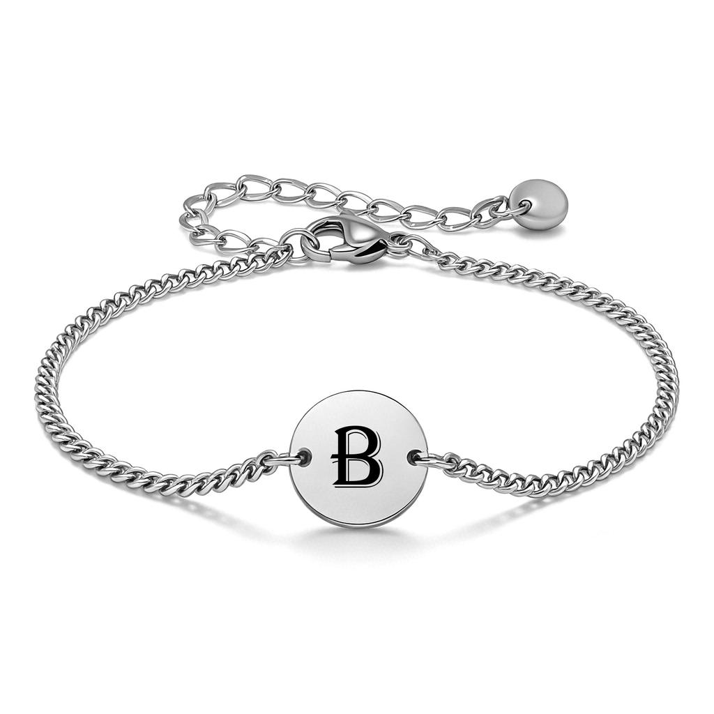 Vnox 26 Letters A-Z Initial Round Bracelet for Men, Stainless Steel  Adjustable Link Chain, Personalized Wristband Jewelry Gifts