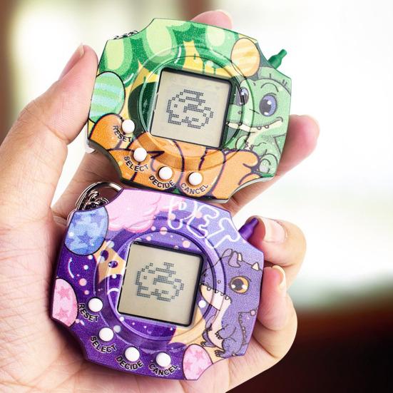 Kids Electronic Digital Pet Toy Cartoon Dinosaur Virtual Pet Game Machine Mini Digital Pet Handheld Game Console Educational Toy