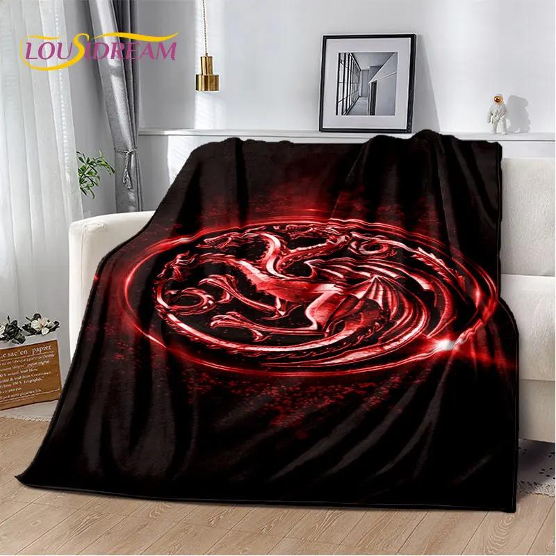 House of The Dragon TV-Film Weiche Plüschdecke, Flanelldecke Überwurfdecke für Wohnzimmer Schlafzimmer Bett Sofa Picknickdecke Kinder
