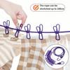 12 Non Slip Clips Windproof Elastic Travel Clothesline with Hook for Outdoor Camping Beach Dormitory RV Portable Drying Tools