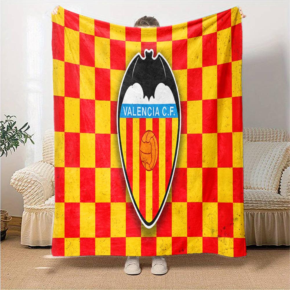 Valencia Crest Design Flannel Blanket, Soft Polyester, Modern Design, All-Season for Camping, Travel, Gifts for holidays or birthdays