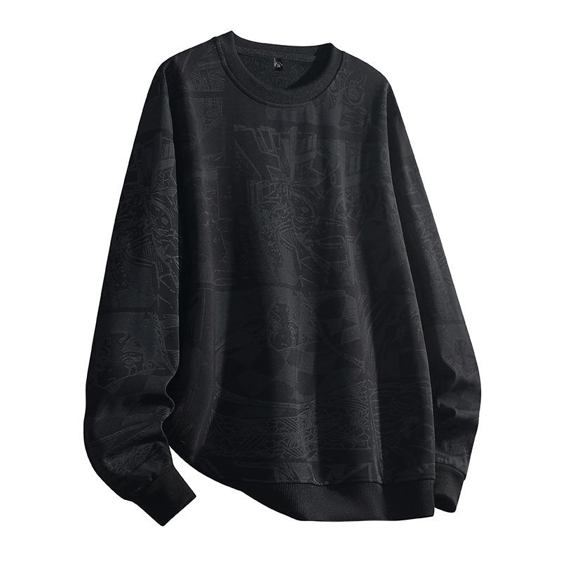 Tištěná módní mikina s kulatým výstřihem, sportovní pulovr s dlouhým rukávem, pánský top