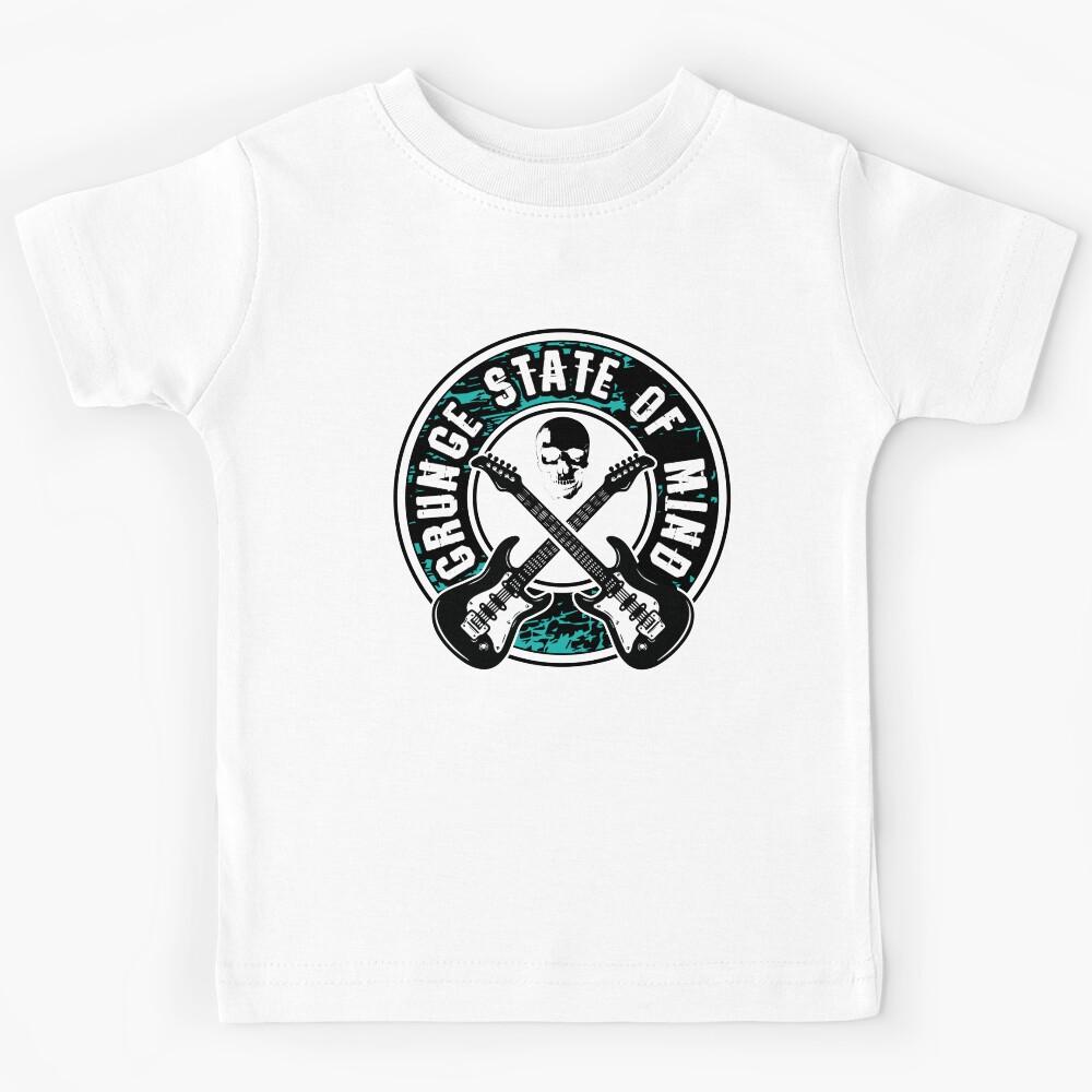 Grunge State of Mind - 90s Rock Guitar and Skull Art Kids T-Shirt 150