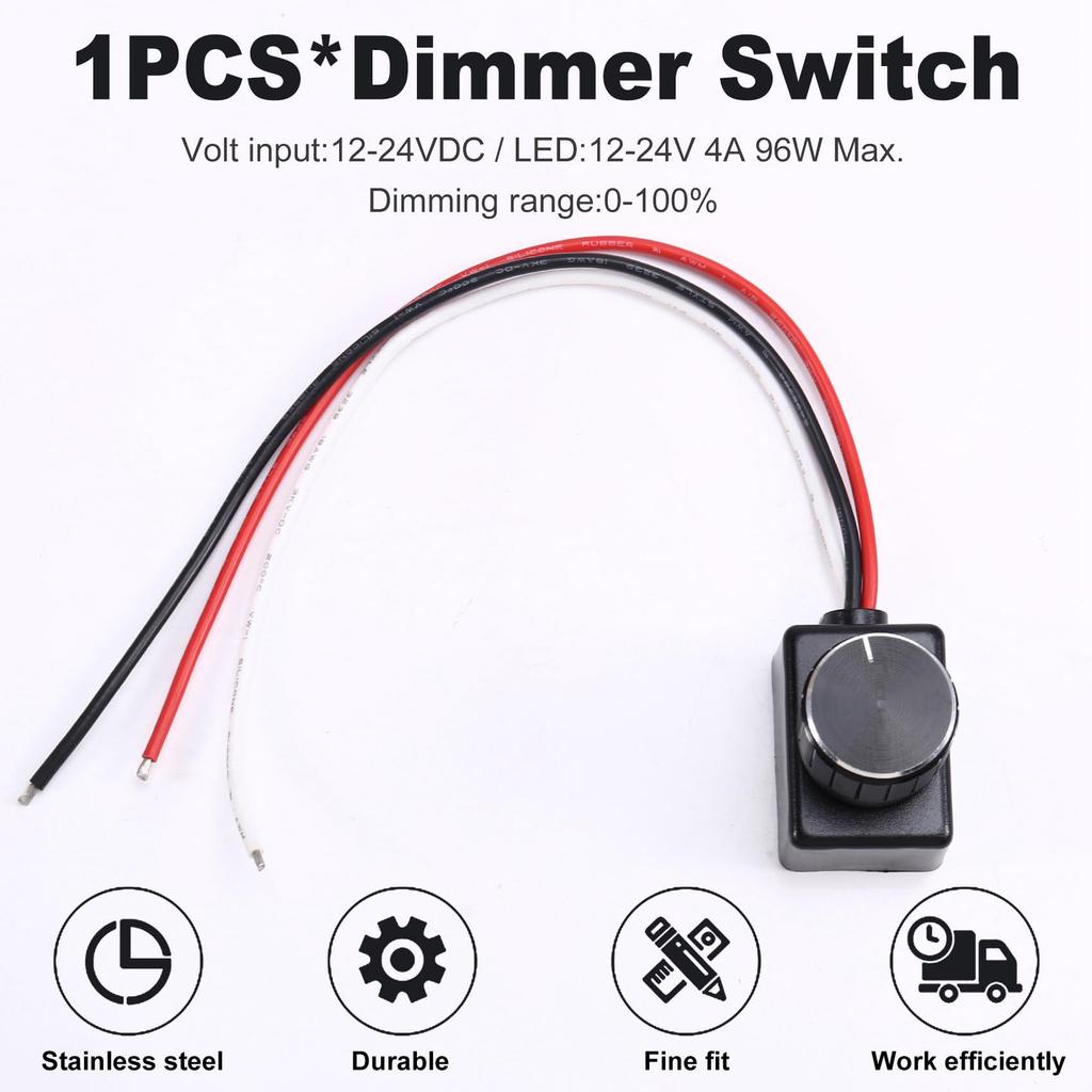 Avrpqiwy Universal 12/24V Low Voltage PMM LED Dimmer Switch with Metal Knob, LED RV Light, Indoor Ceiling Light, Vehicle Truck
