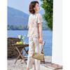 Women's New Chinese Style Floral Disc Button Top & Pants Set