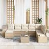Garden Sofa Set with Cushions 9 Pcs Beige Poly Rattan