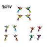 2D Acrylic Bird Art 4 Pcs Hummingbird Wall Colorful Garden Birds Sculpture Outdoor Fence Nature-inspired Decoration Hanging Ornaments for Yard Living