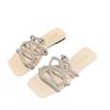 Slippers New Large Size Slippers Women's Rhinestone Flat Sandals Wear One Word Square Head Sandals