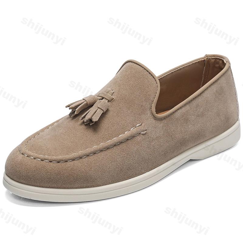 Autumn Men Flat Loafers 2025 Frosted Suede Flat Shoes Comfortable Non Slip Fashion Loafers Lightweight Outdoor Casual Shoes
