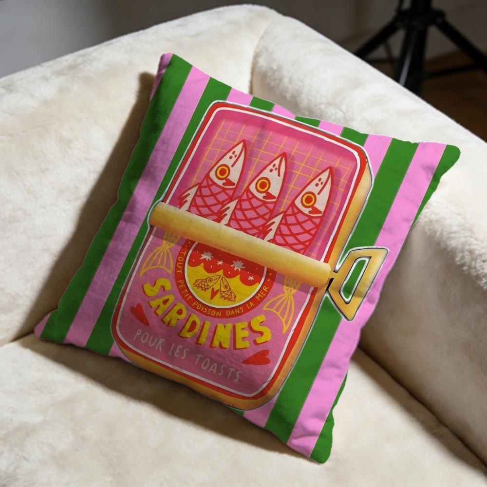 Sardine Can Cushion Cover Soft Decorative Pillow Case Suitable For Bedroom Sofa Car Travel Use
