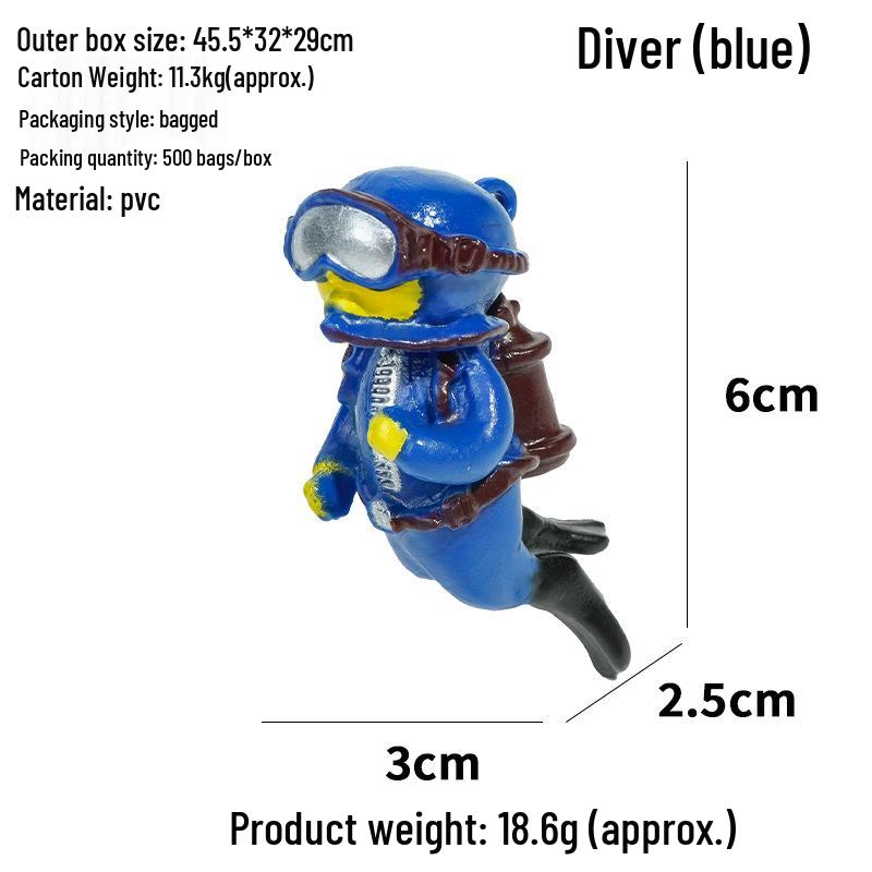 Blue Diver Fish Tank Ornament Set - Floating Aquarium Decoration Gift