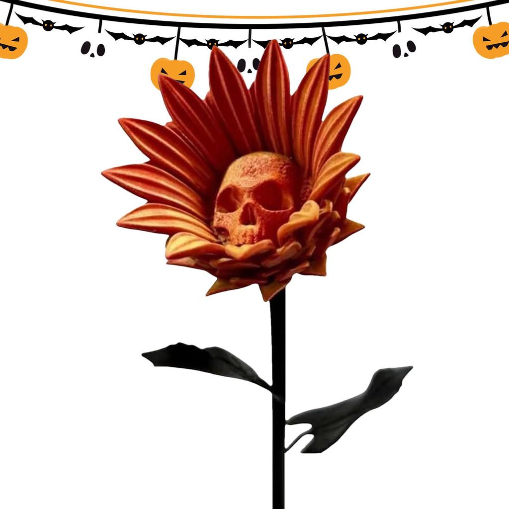 Halloween Skull Sunflower Skull Yard Signs Table Centerpieces Gothic For House Decoration Prop Ornament