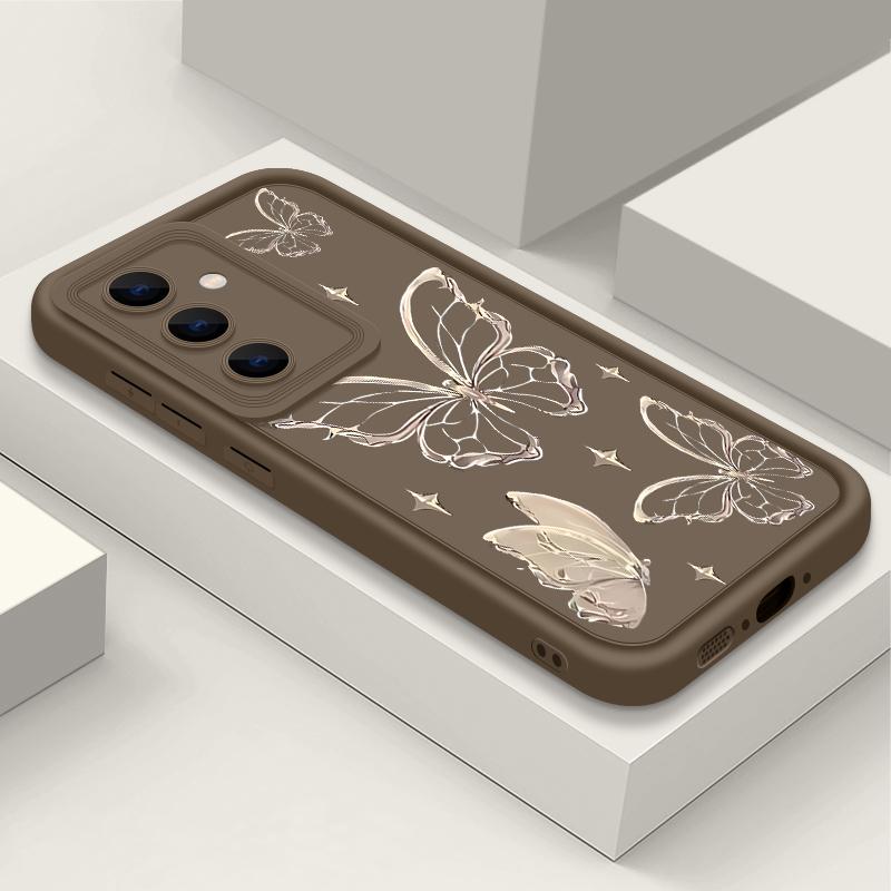 For Samsung S25 Ultra S24 FE S23 S22 A56 A36 A55 A16 A15 A35 Case Butterfly Print Soft Silicone Shockproof Lens Protection TPU Matte Phone Cover