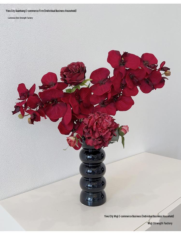 Orquídea Phalaenopsis Roja Flor Artificial Decoración para Sala de Estar o Mesa de Comedor