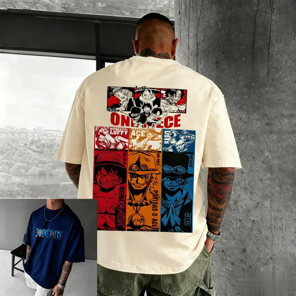 T-shirt Graphique One Piece Oversize Anime Hommes Femmes Manches Courtes T-shirt Imprimé Cartoon Luffy Zoro Nami Chopper Été Décontracté Y2k Top