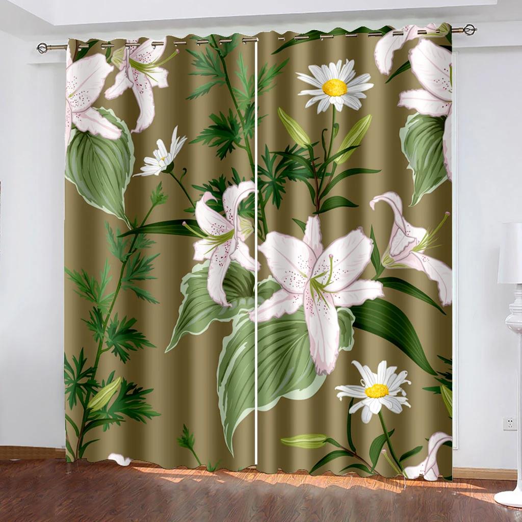 Tende Oscuranti Floreali con Gigli Rosa e Neri per Camera da Letto, Soggiorno, Bagno, Cucina, Porta. Alta Ombreggiatura, Nuovo Motivo