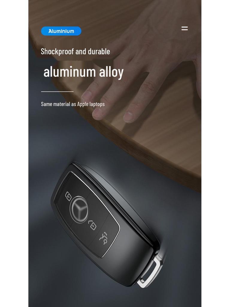 Aluminum Alloy Car Key Case for Mercedes-Benz E-Class, S-Class, C260L, E200 - Full Wrap Key Cover