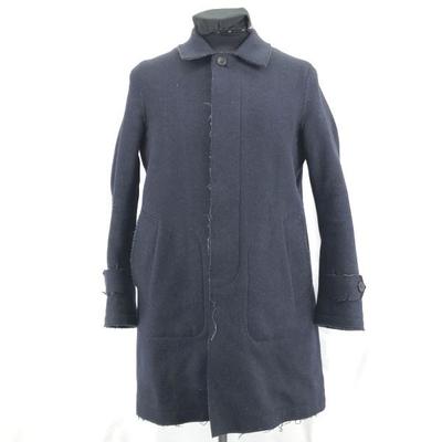 TOMORROWLAND/EDITION/Wool Chesterfield Coat/Outerwear/Size 1/S/Navy/Raw Edge Design/Hidden Buttons(USED)