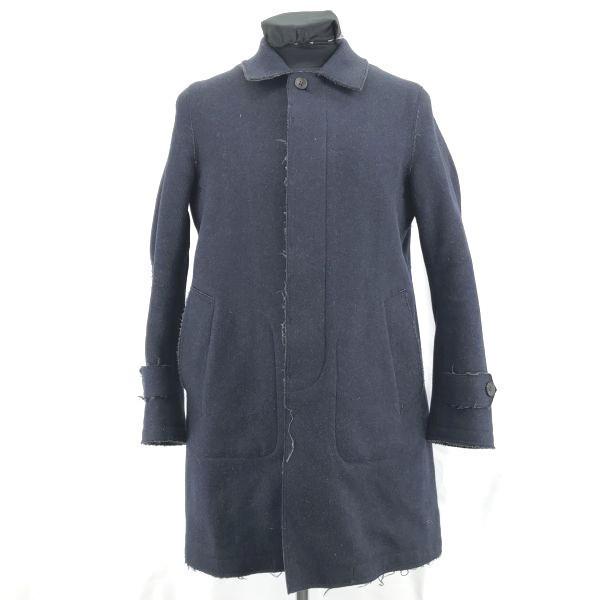 

TOMORROWLAND/EDITION/Шерстяное пальто Честерфилд/Верхняя одежда/Размер 1/S/Темно-синий/Дизайн с необработанным краем/Скрытые пуговицы