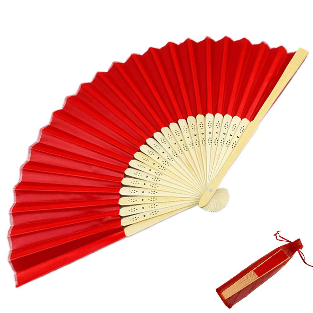 Bamboo Silk Folding Fans, Fabric Handheld Accordion Fans, Vintage Decorative Fans for Dance, Performance, Party, Wedding Decor