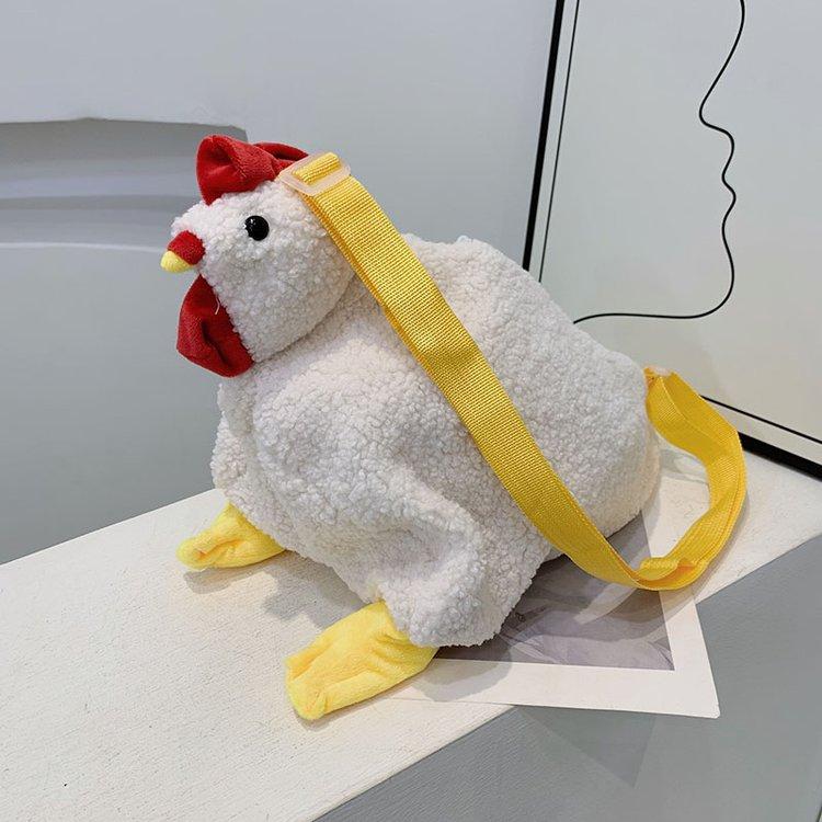 Cute Chickens Shape Bag Women Shoulder Bag Soft Plush Handbags Zipper Hen Shape Female Crossbody Bag For Outings