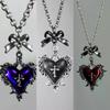 Y2k Bow Cross Heart Necklace For Girls Gothic Jewelry Vintage Accessories Rose Goth Collares Chain For Women Man Punk Necklace