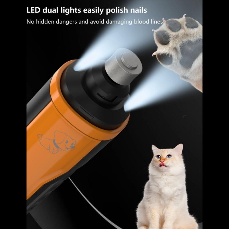 Professional Dog Cats Nail Care Tool Rechargeable Claw Grinder 3 Adjustable Head Low Noise Design Pet Nail Grinder