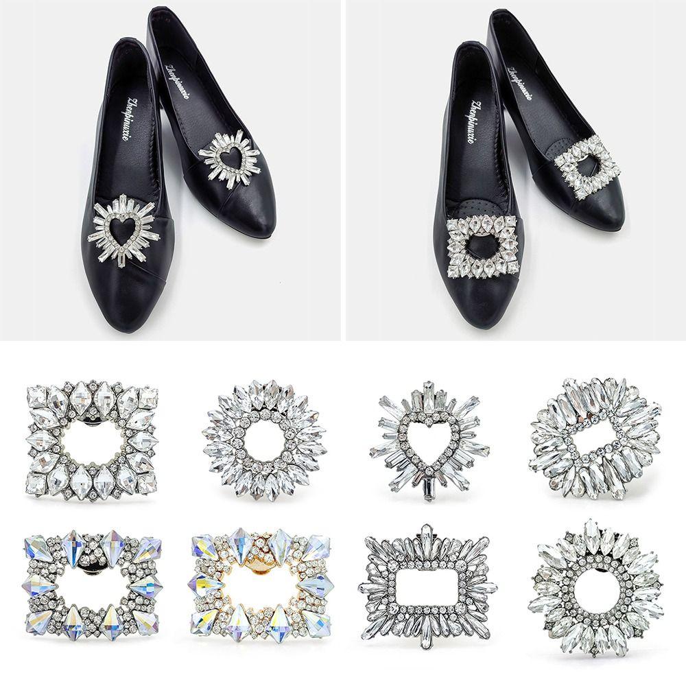 Wedding Bride Shoe Decorations Clip Glass Crystal High Heel Flower Charm Buckle Removable Rhinestone Buckle Decorative Women