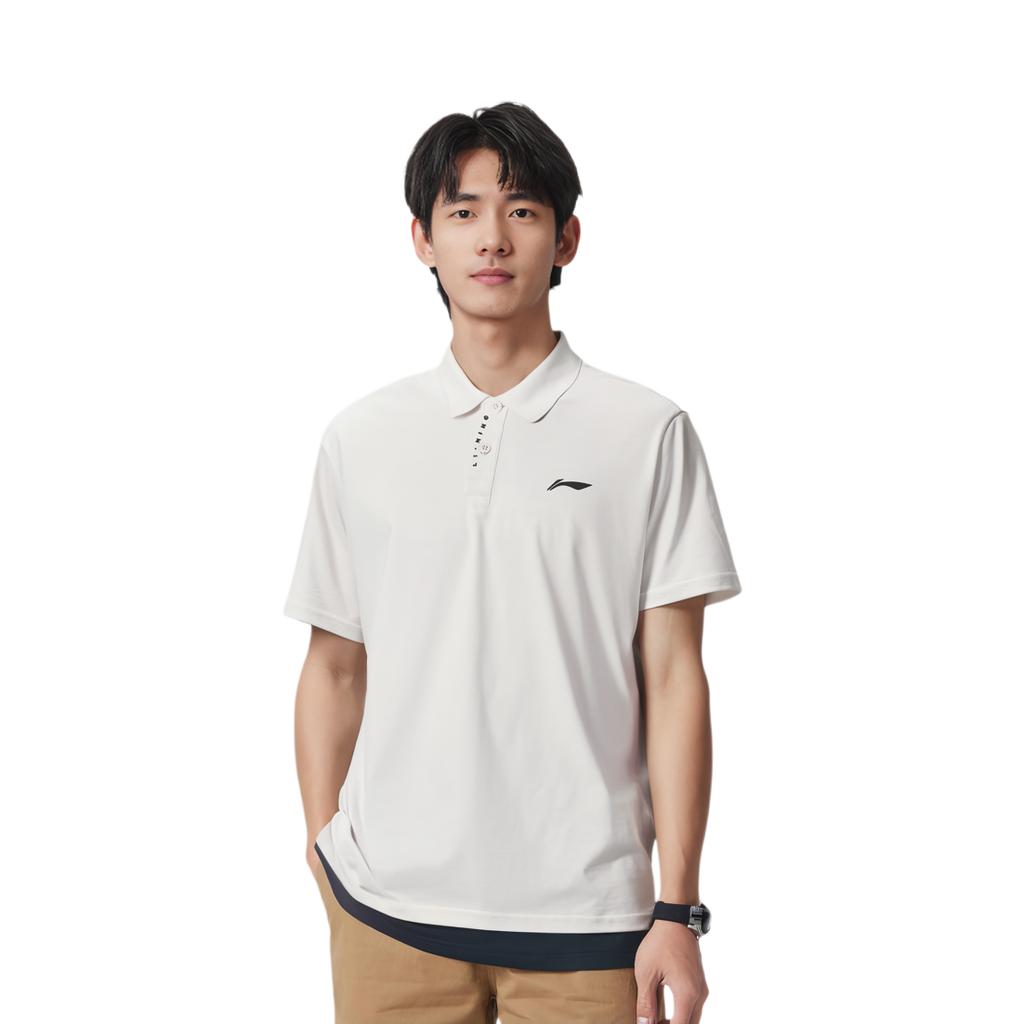 Li-Ning Solid Color Pullover Sports Polo Shirt Men tops Flower-Gray Tile-Gray APLT009-5