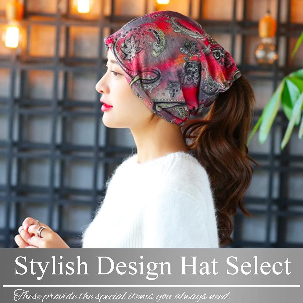 BUZZxSELECTION Paisley Knit Stylish Summer Knit CAP133 Women's Cap, Hat, (01 Red)