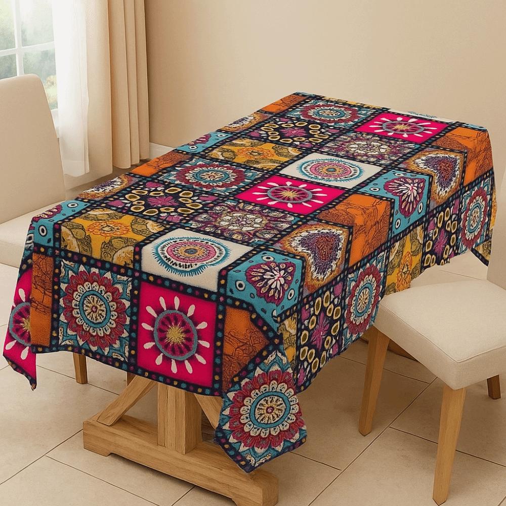Ethnic Style Bohemian Mandala Tablecloth Colorful Table Protecter Table Cover Family Dinner