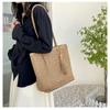 Summer Straw Woven Bag Zipper Shoulder Beach Bag Simple Mori Woven Tote Bag Large Capacity Women'S Bag