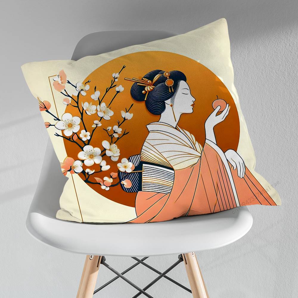 Beautiful Geisha Art Pillow Case For 30x30cm45x45cm55x55cm For Home Bedroom Decoration And Protector