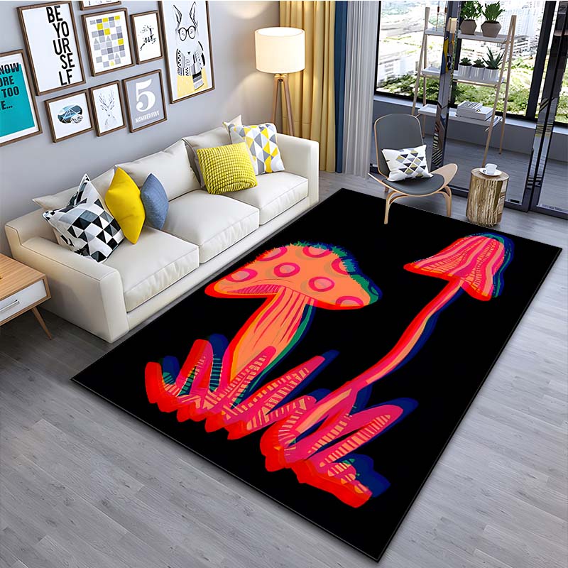 Psychedelic Mushrooms Pattern Floor Mat Carpet 15 Size Living Room Bedroom Bedside Bathroom Floor Mat Area Rug Club Home Decor