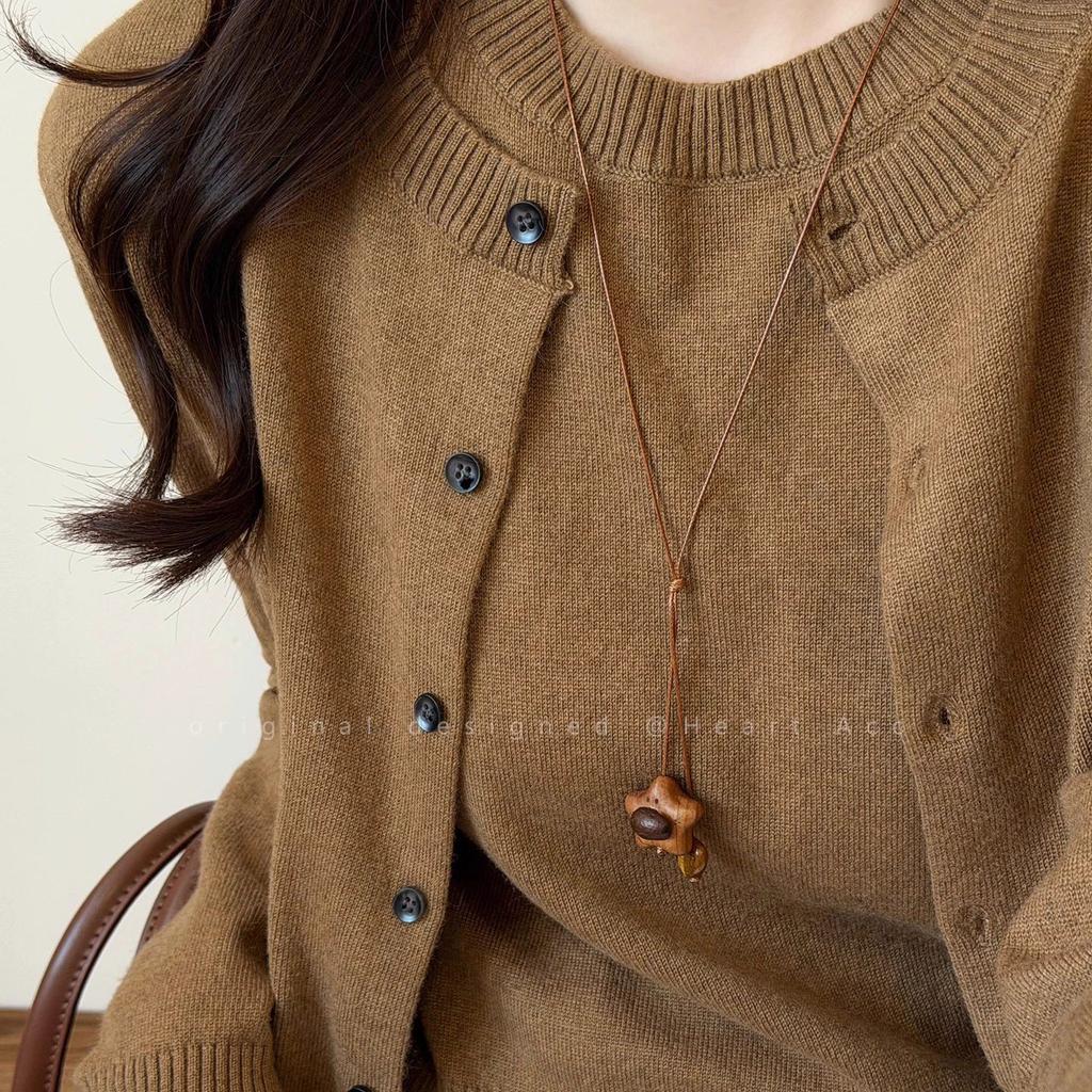 Cute thing is coming~ Wooden bear star necklace women's autumn and winter cute long sweater chain niche design accessories