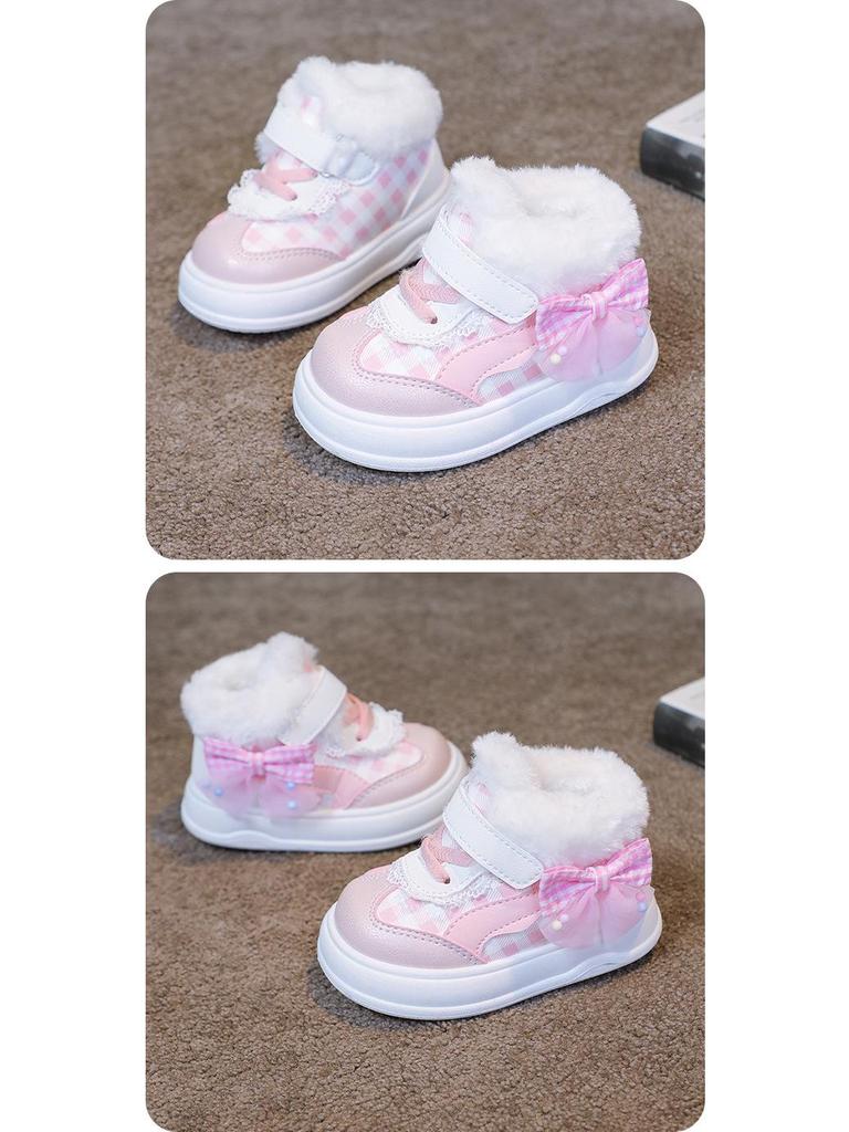 Girls' Warm Cotton Sports Shoes: Cozy Fleece Infant and Toddler Flats