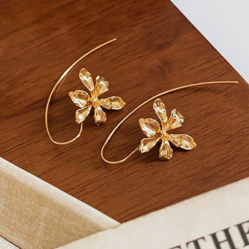Iris Flower Long Earrings: Elegant, Unique Luxury with a High-End Feel for Women.