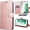 Case - PROSHOP - for Samsung Galaxy S22 - Synthetic Leather - Elegant - Pink - 2 Tempered Glasses