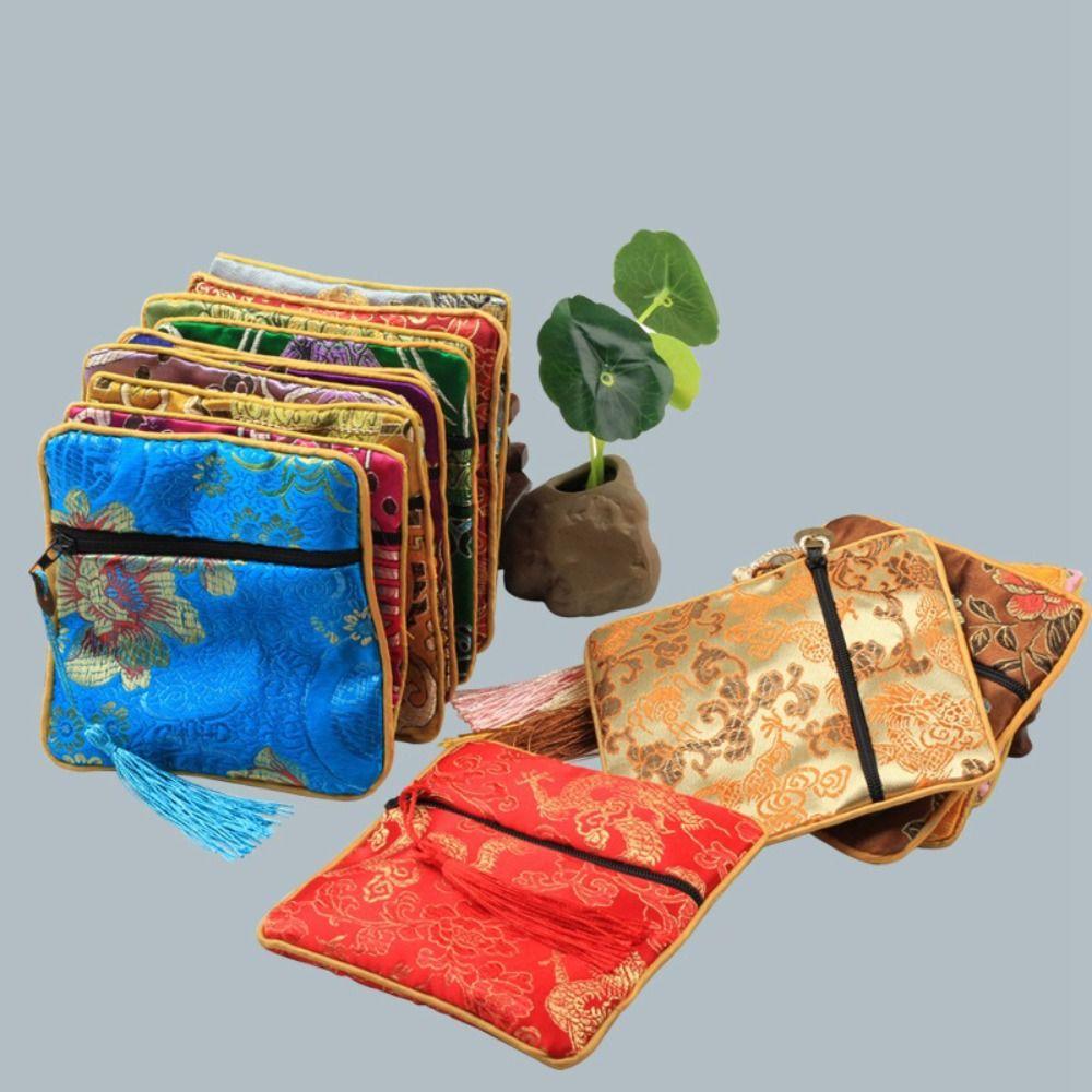 Tassel Flower Jewelry Packing Bag Copper Cash Pendant Chinese Style Money Bag  Outdoor