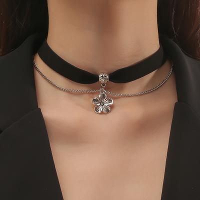 Best-selling Personality Punk Dark Gothic Necklace Black Leather Neck Chain Chocker Gothic Jewelry Neck Necklace Pendant
