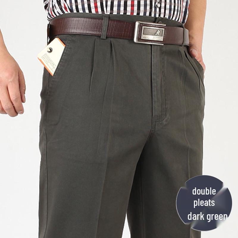 

Thick High-Waisted Men s Cotton Trousers: Casual Loose Fit for Middle-Aged & Elderly - Double Pleated Dad Pants 31 (24 inches)