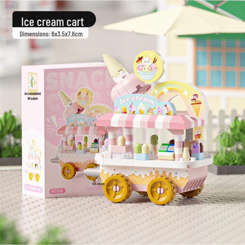 2026 New Trendy Food Street Stall Model Micro Building Blocks Toy Gift